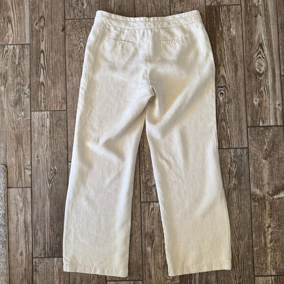 Charter Club Full Length Linen Pants Size 14 Womens Relaxed Fit Cream Pocket - Picture 6 of 6